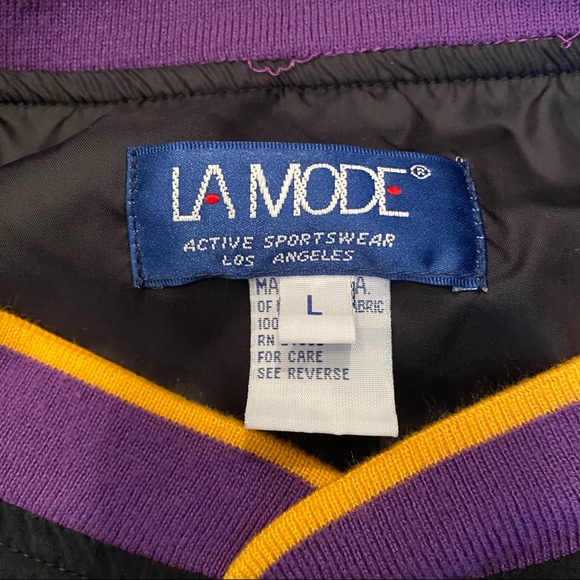 LA Lakers Vintage Pullover Jacket Mens L V Neck 90s Graphic NBA Black LA Mode - Picture 5 of 11